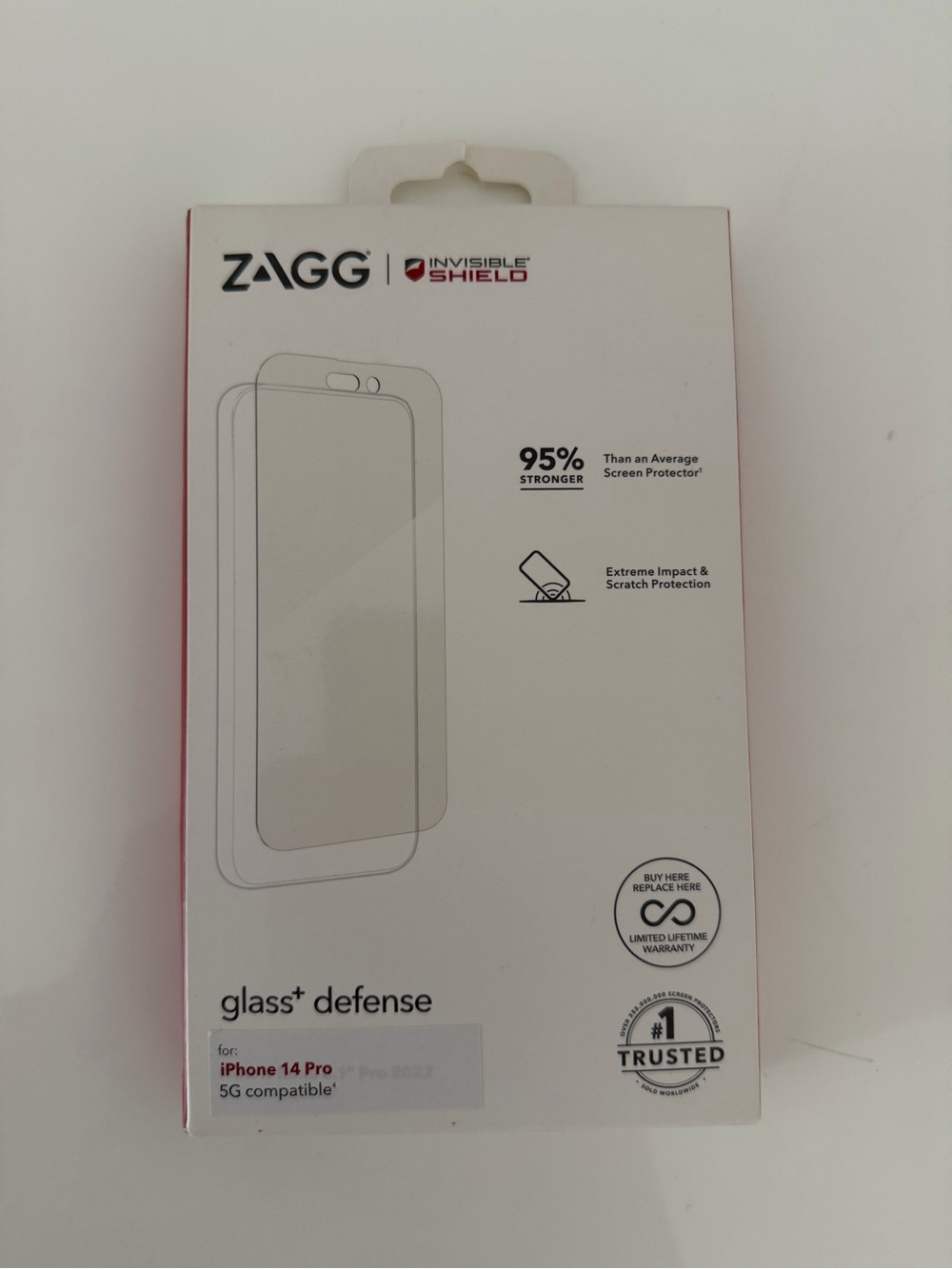 InvisibleShield Glass+ Defense Screen Protector for iPhone 14 Pro - Clear